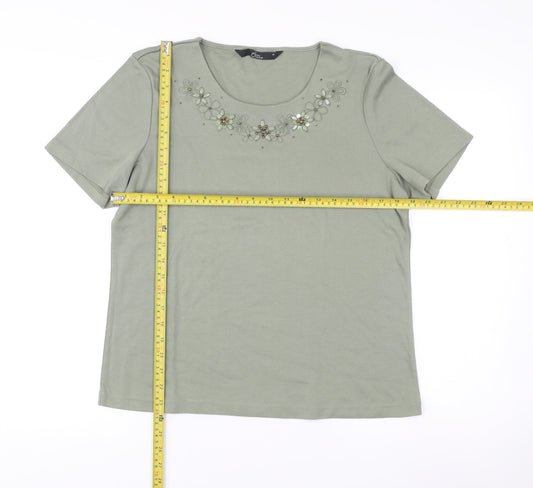 Womens UK Size M Bm Casual Green Basic T-Shirt