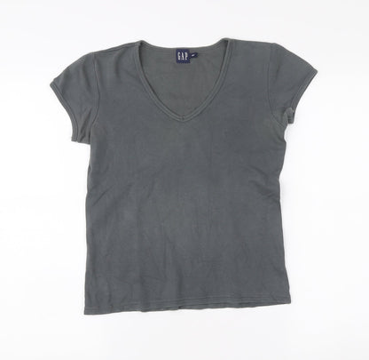 GAP Women’s Grey V-Neck Short Sleeve Cotton T-Shirt Size S