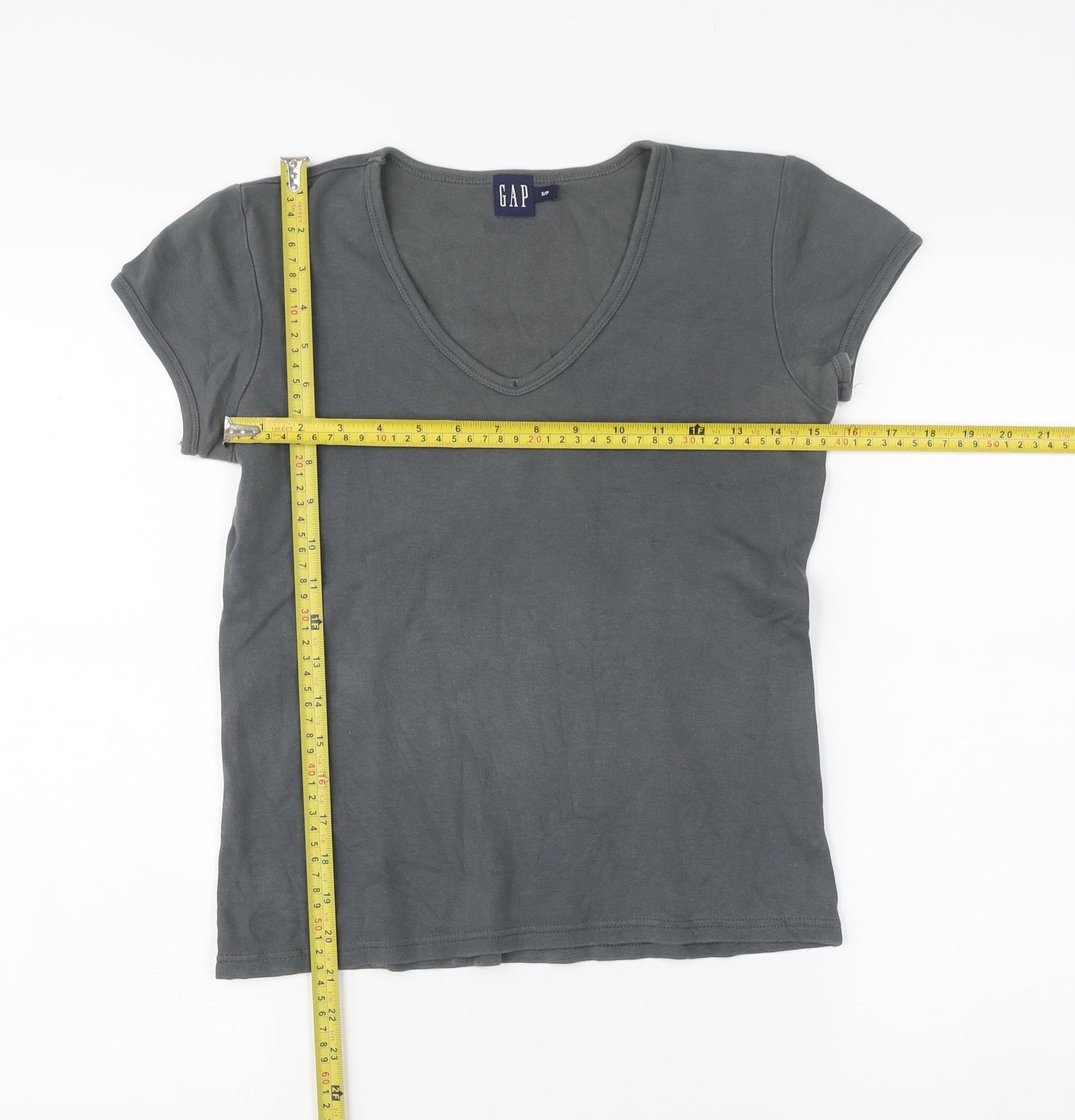 GAP Women’s Grey V-Neck Short Sleeve Cotton T-Shirt Size S