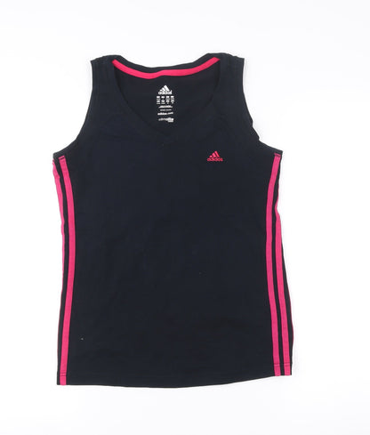 Adidas Womens Black Tank Top S V-Neck Climalite Cotton Sports Gym