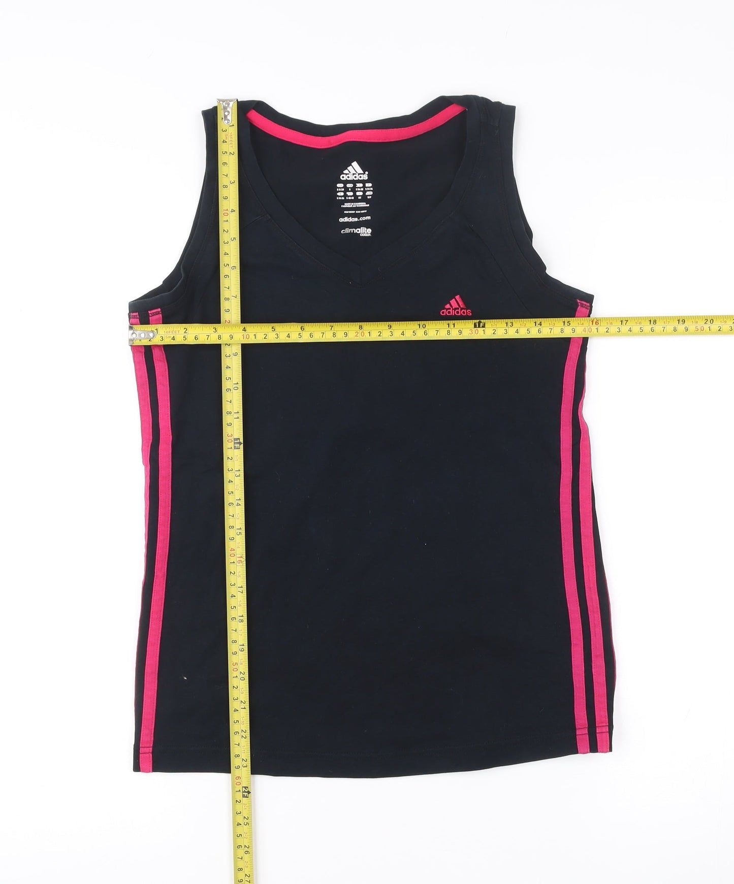 Adidas Womens Black Tank Top S V-Neck Climalite Cotton Sports Gym