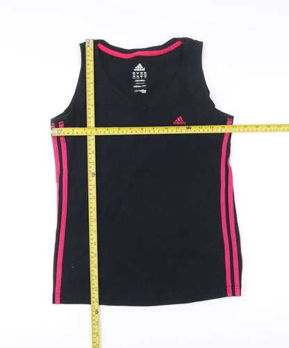 Adidas Womens Black Tank Top S V-Neck Climalite Cotton Sports Gym