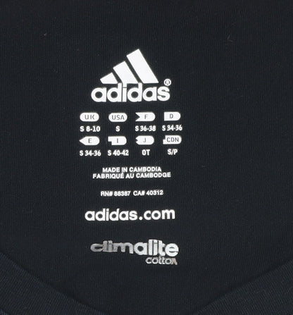Adidas Womens Black Tank Top S V-Neck Climalite Cotton Sports Gym