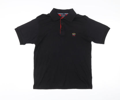 Paul & Shark Men’s Black Cotton Embroidered Logo Polo Shirt M