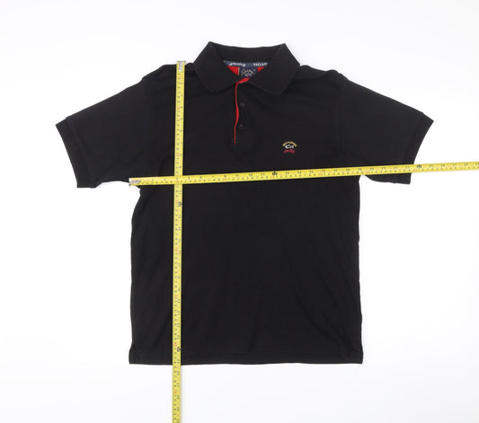 Paul & Shark Men’s Black Cotton Embroidered Logo Polo Shirt M