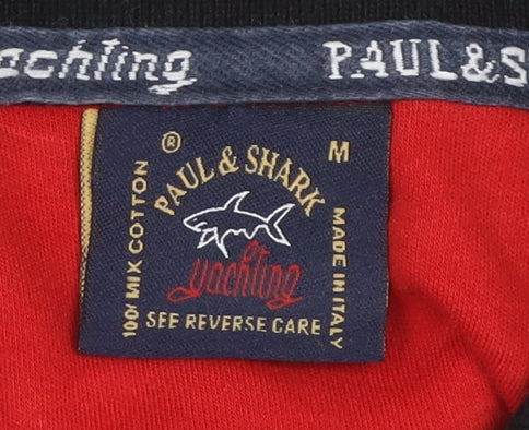 Paul & Shark Men’s Black Cotton Embroidered Logo Polo Shirt M