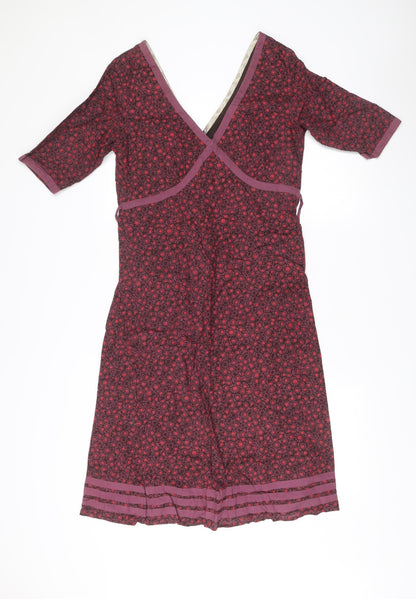 Fat Face Womens Purple Floral Cotton Wrap Dress Size 10