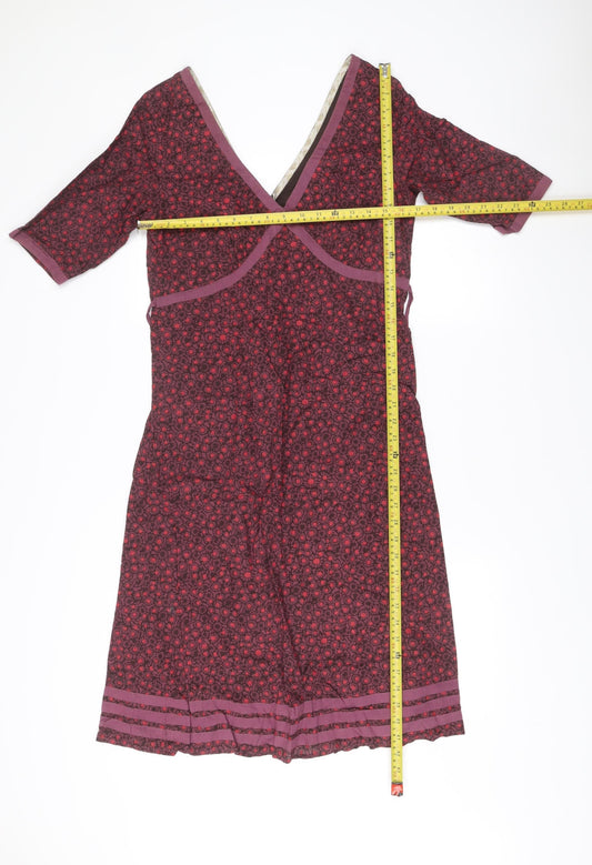 Fat Face Womens Purple Floral Cotton Wrap Dress Size 10