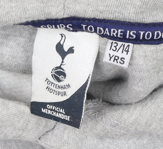 Tottenham Hotspur Boys Grey Pullover Hoodie 13-14 Years Cotton Blend