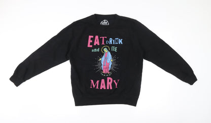 Batch1 Unisex Adults Black Small Pullover Sweatshirt Graphic Print Funny