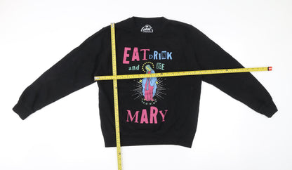 Batch1 Unisex Adults Black Small Pullover Sweatshirt Graphic Print Funny