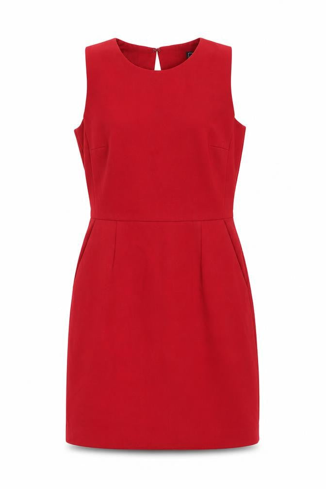 Next Womens Red Sheath Dress Size 6 Sleeveless V-Neck Workwear