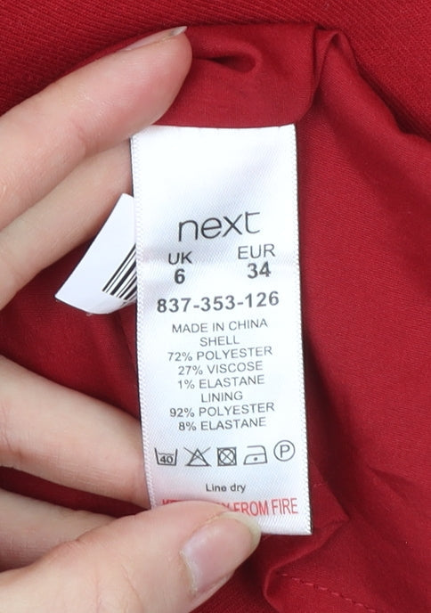 Next Womens Red Sheath Dress Size 6 Sleeveless V-Neck Workwear