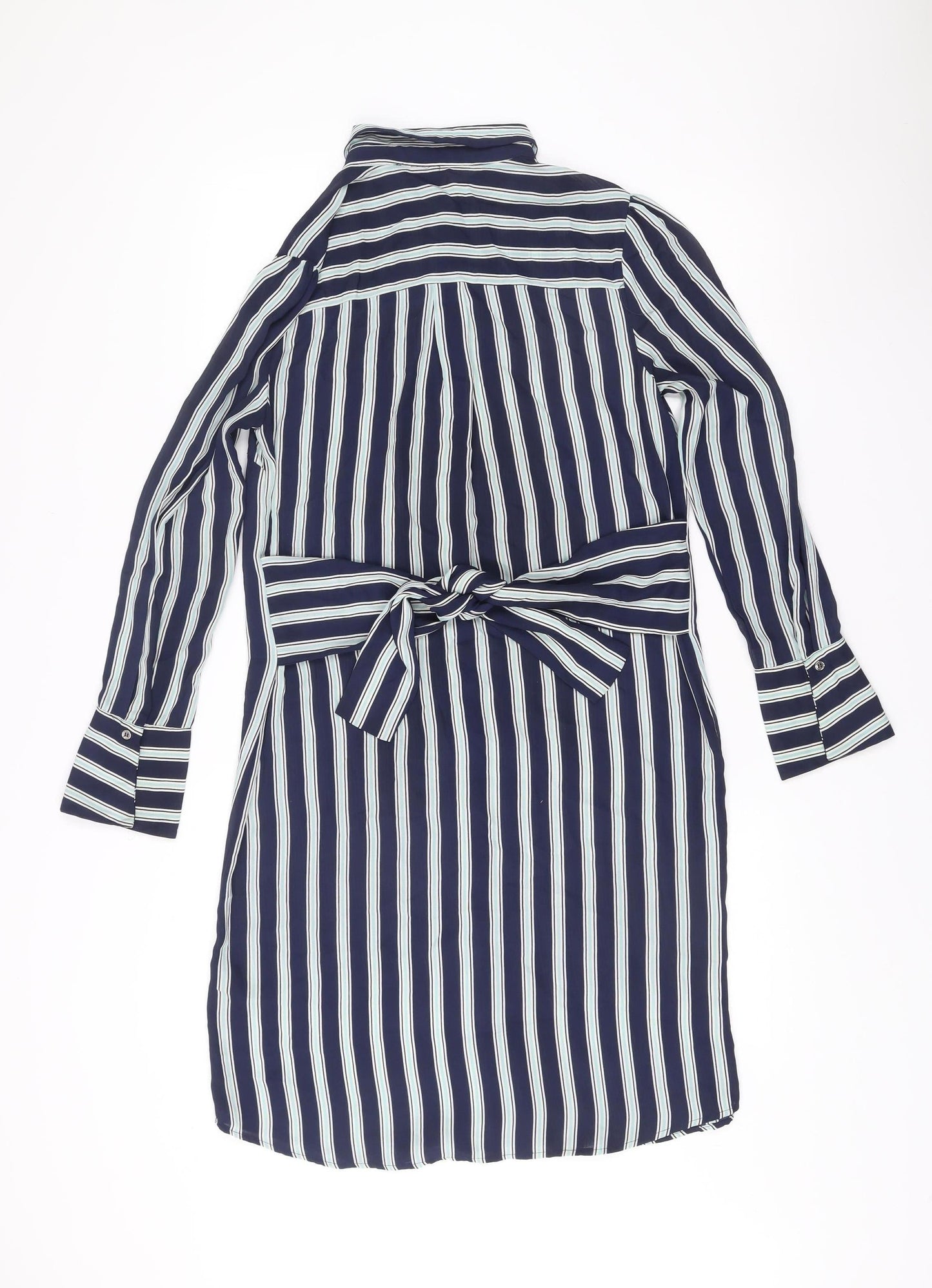 Oasis Women’s Blue Stripe Shirt Dress Size 10 Long Sleeve
