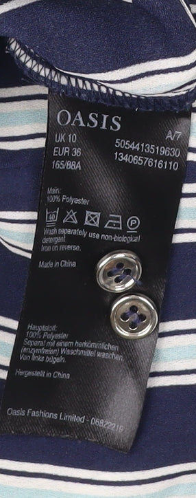 Oasis Women’s Blue Stripe Shirt Dress Size 10 Long Sleeve