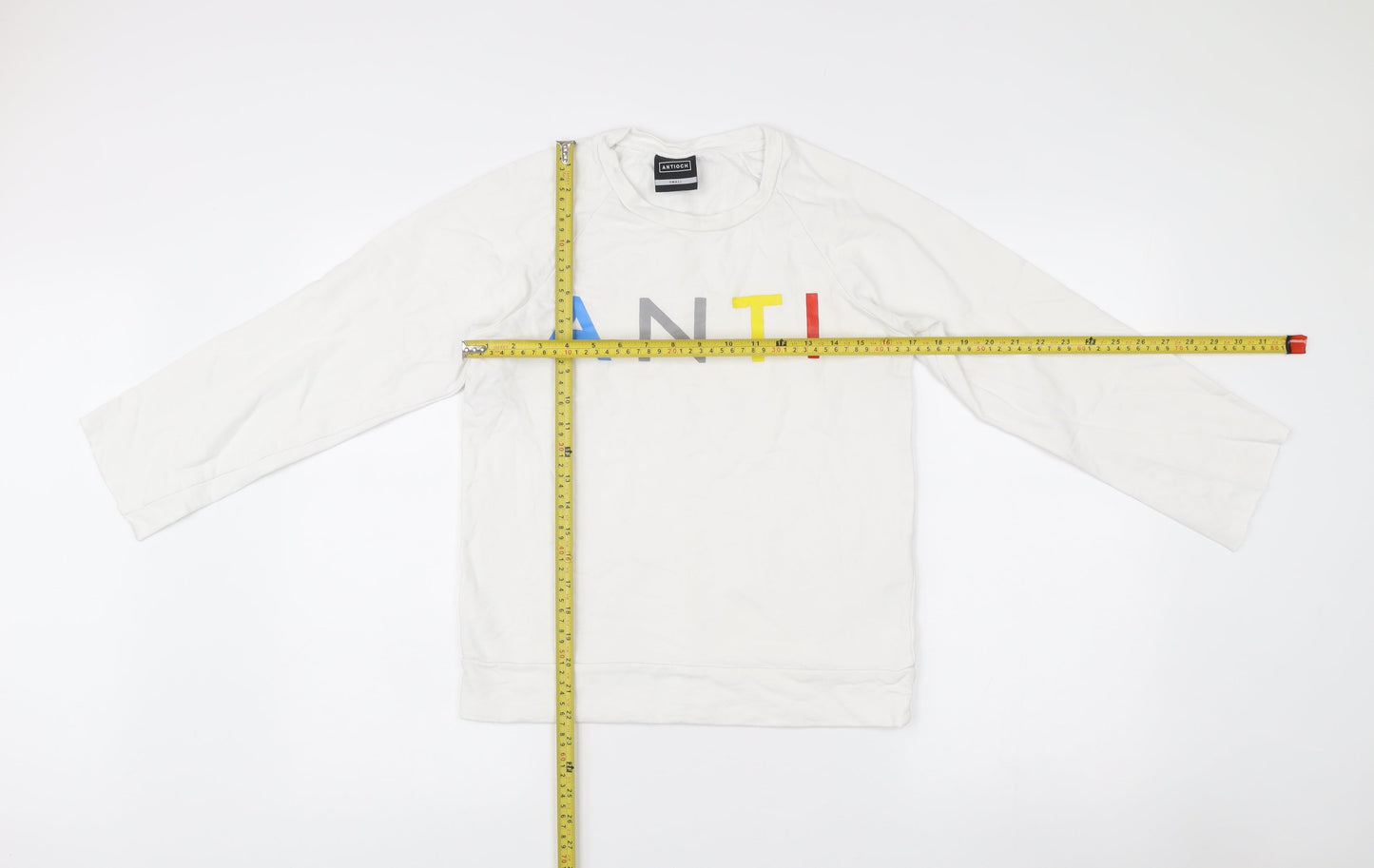 Antioch Unisex White Pullover Sweatshirt Small Graphic Logo Cotton
