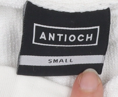 Antioch Unisex White Pullover Sweatshirt Small Graphic Logo Cotton