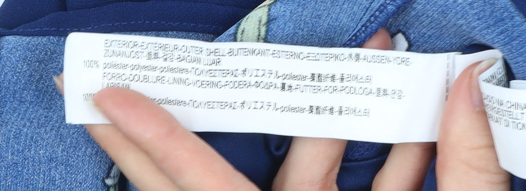 Zara Women Blue Cactus Print Sleeveless V-Neck Playsuit Size 12