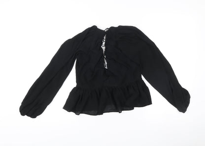 Womens UK Size 8 Unknown Black Tunic Blouse