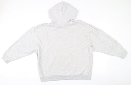 Crooked Tongues Mens Grey Pullover Hoodie L Logo Print Casual