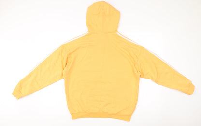 Adidas Womens Yellow Pullover Hoodie UK 10 Small Cotton Blend