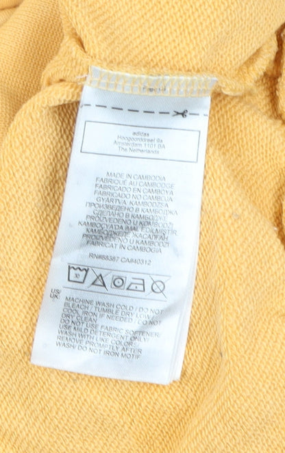 Adidas Womens Yellow Pullover Hoodie UK 10 Small Cotton Blend