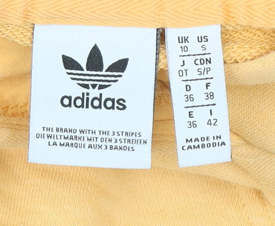 Adidas Womens Yellow Pullover Hoodie UK 10 Small Cotton Blend