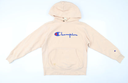 Champion Womens Beige Small Pullover Hoodie Embroidered Logo
