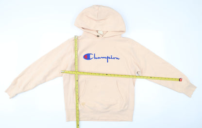 Champion Womens Beige Small Pullover Hoodie Embroidered Logo