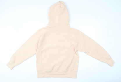 Champion Womens Beige Small Pullover Hoodie Embroidered Logo