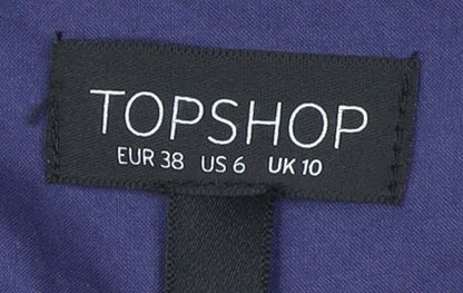 Topshop Women’s Blue Geometric A-Line Cotton Summer Dress UK 10