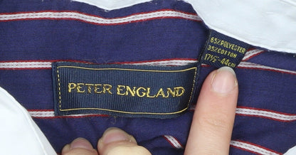 Mens UK Collar Size 17.5 Peter England Smart Blue  Dress Shirt