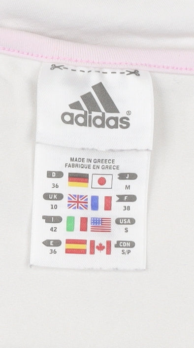 Adidas Womens White Slim Fit V-Neck Activewear T-Shirt Size 10