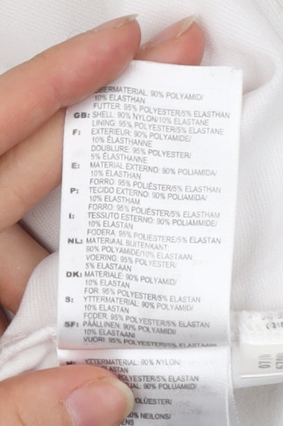 Adidas Womens White Slim Fit V-Neck Activewear T-Shirt Size 10