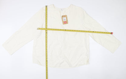 Cotton Traders Women Ivory Linen Blend Tunic Blouse Size 18