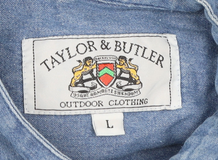 Taylor & Butler Men’s Blue Cotton Denim Long Sleeve Shirt L