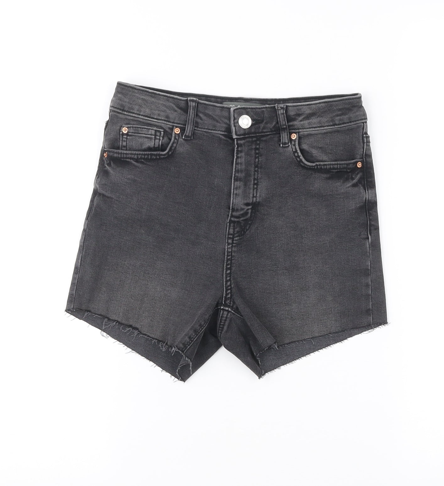 Primark Women Black Denim Cut-Off Shorts Size 8 High Rise