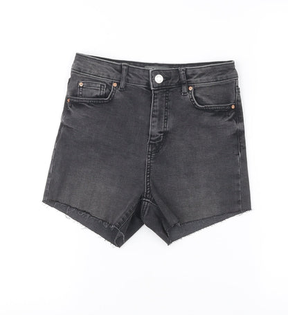 Primark Women Black Denim Cut-Off Shorts Size 8 High Rise