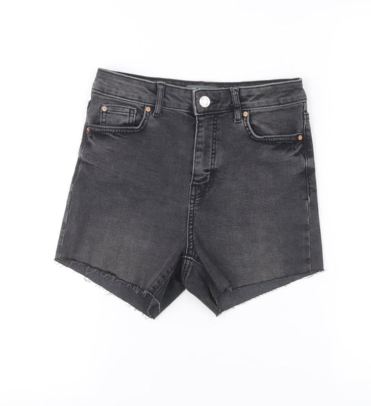 Primark Women Black Denim Cut-Off Shorts Size 8 High Rise