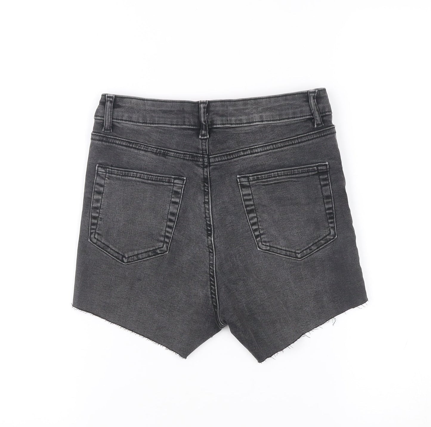 Primark Women Black Denim Cut-Off Shorts Size 8 High Rise