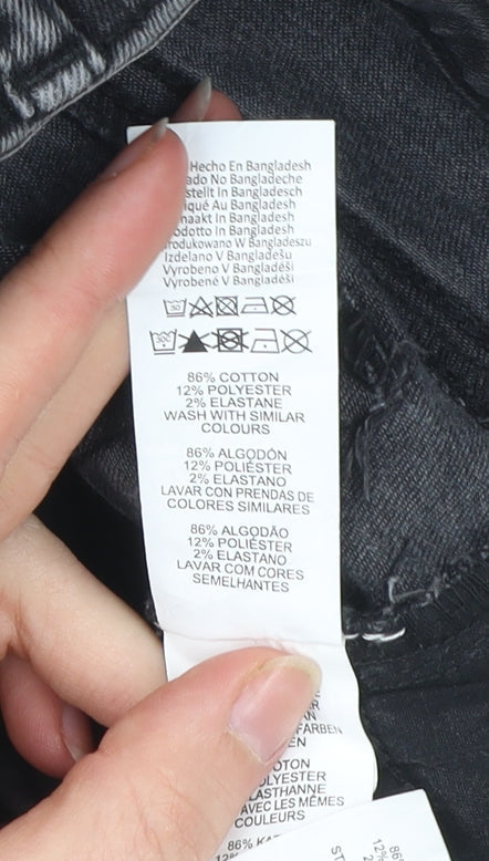 Primark Women Black Denim Cut-Off Shorts Size 8 High Rise