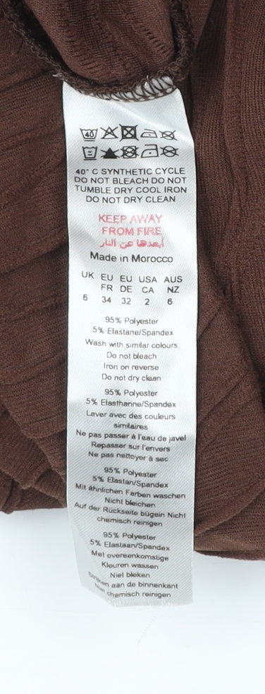 PrettyLittleThing Women’s Brown Midi Wrap Dress Size 6 High Neck