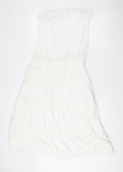 Next Women’s White Strapless Knee Length Summer Dress Size 14