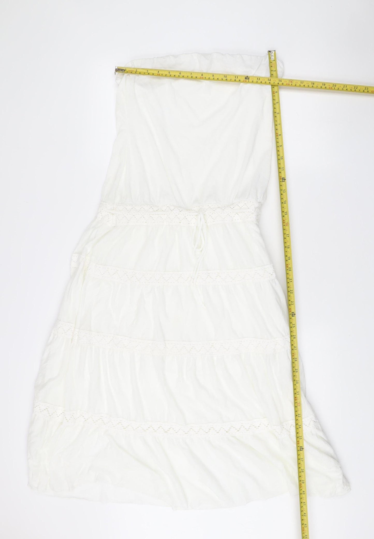 Next Women’s White Strapless Knee Length Summer Dress Size 14