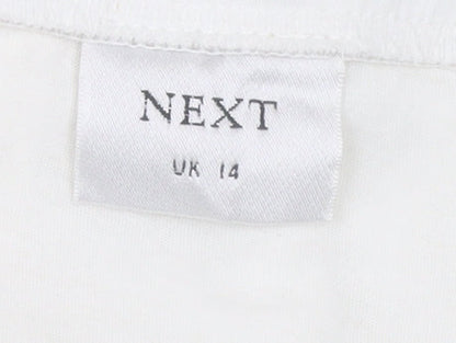 Next Women’s White Strapless Knee Length Summer Dress Size 14