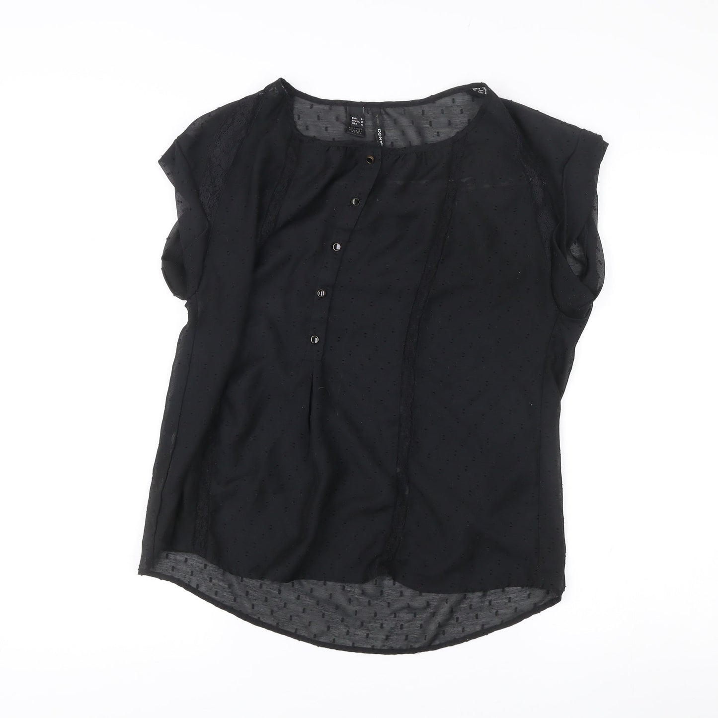 Womens UK Size 14 Mango Black Basic Blouse