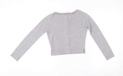 Osman London Womens Grey XS Merino Wool Cardigan Crew Neck