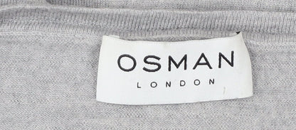 Osman London Womens Grey XS Merino Wool Cardigan Crew Neck