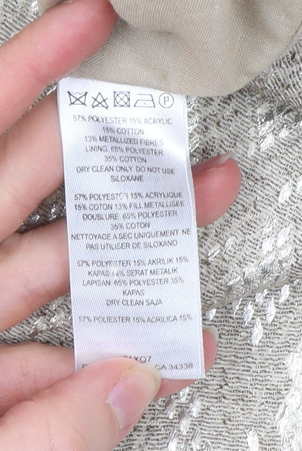 French Connection Women Beige Metallic Shift Dress Size 14 Party Wear