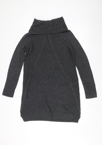 Debenhams Grey Roll Neck Jumper Dress Size 12 Women’s Winter Knit